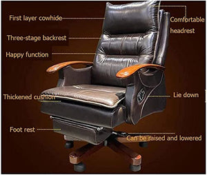 inBEKEA Multi-Segment Backrest Leather Office Chair with Footrest, Brown/Black