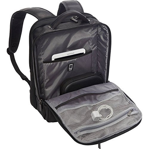 Kenneth Cole Reaction Manhattan Commuter Slim Backpack 16" Laptop Computer & Tablet Travel, Business, Work, School Bookbag, Black, Colombian Leather