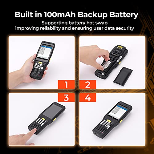 MUNBYN Android Handheld Scanner, 2D Android 9.0 Scanner with Zebra 4750MR Scanner (Extended Range), Support Hot Swap, IP67 NFC 4G WiFi for 1D 2D Decoding in Warehouse Inventory Tracking