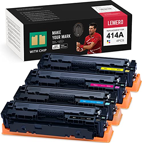 LEMERO (with Chip) Remanufactured Toner Cartridge Replacement for HP 414A 414X W2020A W2021A W2022A W2023A to use with Color Laserjet Pro MFP M479fdw M454dw (Black, Cyan, Magenta, Yellow, 4 Pack)