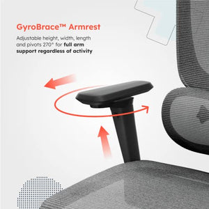 ErgoTune Supreme Ergonomic Office Chair - Adjustable Backrest, Lumbar Support, Headrest, 5D Armrests - High Back Breathable Mesh Recline (Charcoal Black)