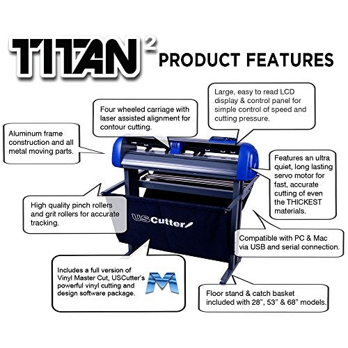28-inch USCutter Titan 2 Vinyl Cutter/Plotter with Stand, Basket and Design and Cut Software