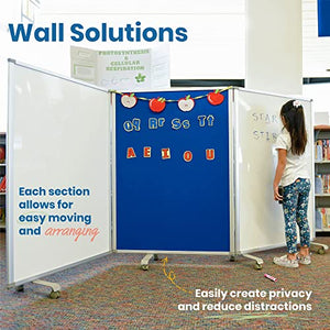 ECR4Kids Mobile Dry-Erase Room Divider and Partition, Double-Sided, Rolling Caster Wheels, 3-Panel Dry-Erase Board, Collapses for Easy Storage