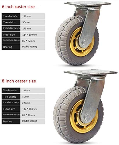 GUENZO Furniture Trolley Casters Set - 6 Inch Heavy Duty Braked Caster X 4