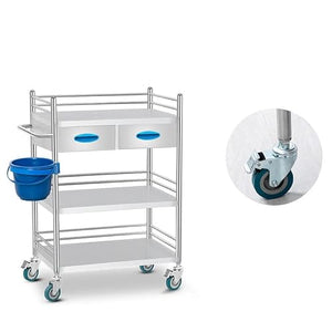 TILFI Stainless Steel 3-Tier Utility Rolling Cart with Drawer and Handle