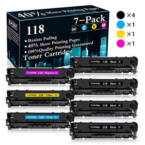 7 Pack (4BK+C+M+Y) Cartridge 118 Remanufactured Toner Replacement for Canon Color imageCLASS MF8380Cdw LBP7210Cdn LBP7600C LBP7660Cdn LBP7680Cx MF8580CDW MF726CDW MF725CDN MF722Cw MF8330Cdn Printer