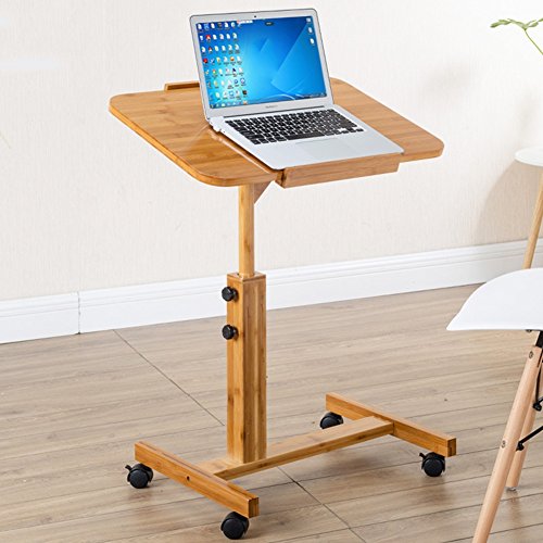 DNSJB Computer Desk Removable Laptop Table Office Standing Computer Table Desk-Multifunction Bed Sofa Side Table,Work Station,Rolling,Height Adjustable,Bamboo,2 Sizes Breakfast Tray Table