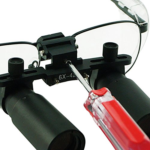 6.0X Magnification Dental Loupes, Prismatic Keplerian Style Titanium Frame, Dental Surgical Medical Binocular 45mm Field of View + 25mm Depth of Field + 420mm Working Distance
