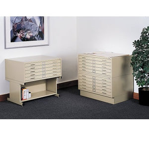 Safco Steel Flat File: 5 Drawers, White, 16 1/2" x 46 3/8" x 35 3/8