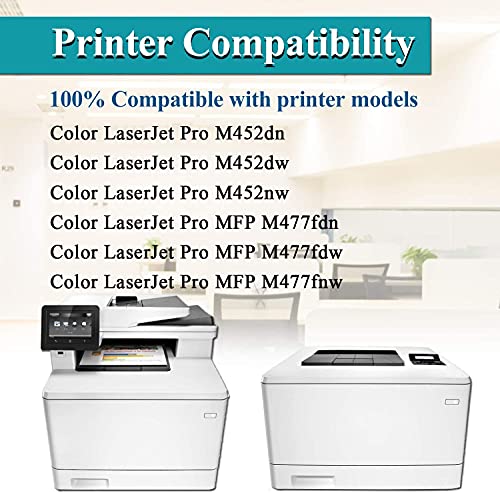 8 Pack(2BK/2C/2Y/2M) 410A CF410A CF411A CF412A CF413A Toner Cartridge Replacement for HP Color Pro MFP M477fdn M477fdw M477fnw Pro M452dn M452dw M452nw Printer Toner - by VaserInk