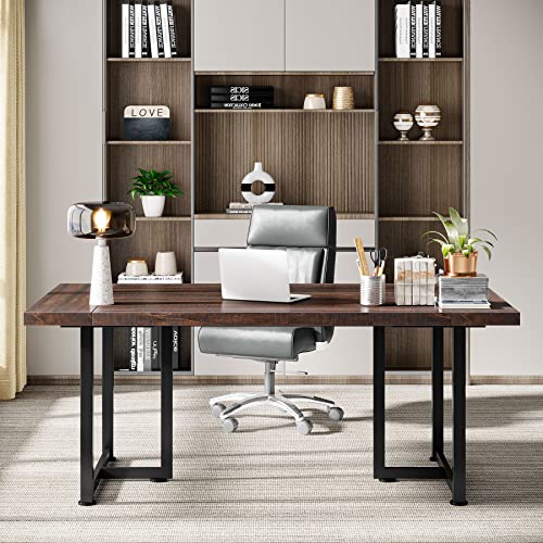 Tribesigns 6FT Conference Table, Large Boardroom Desk, 70.8L x 31.5W x 29.5H, Rustic Brown & Black