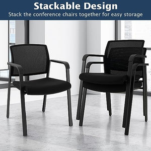 Giantex Reception Room Chair Set - 4-Pack Mesh Back Stacking Chairs