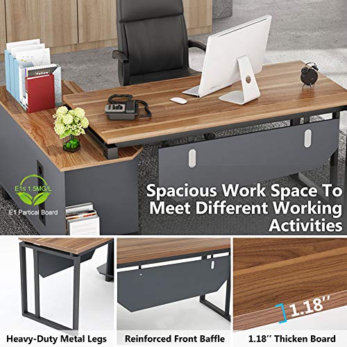 Tribesigns L-Shaped Desk, 55 Inch Executive Office Desk with File Cabinet, Modern Computer Gaming Desk Workstations for Home Office Study