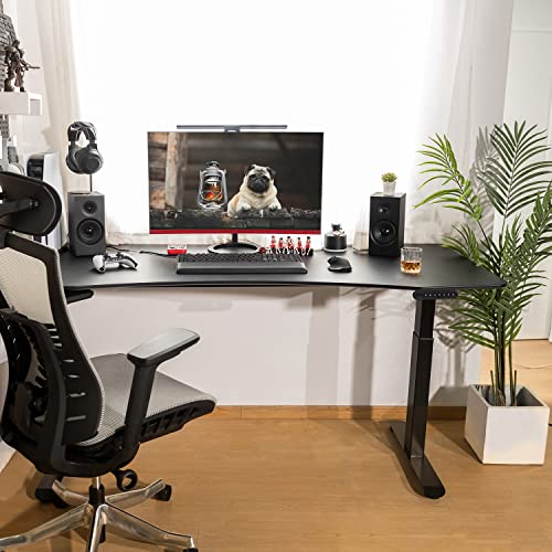 FinerCrafts Electric Standing Desk 71 x 32 Inches Dual-Motor Height Adjustable - Matte Black Desktop/Black Frame