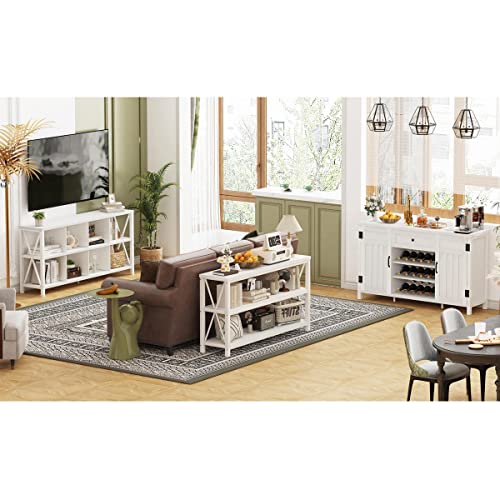 FATORRI 8 Cube Storage Organizer Bookshelf, Rustic Wood Cubby Bookcase - White Oak, 62 Inch