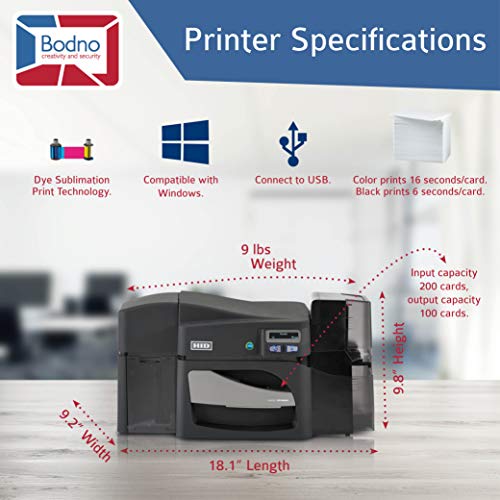 Fargo DTC4500e Dual Sided ID Card Printer & Complete Supplies Package with Bodno ID Software - Bronze Edition