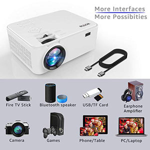 WONNIE Projector, Mini Projector 2200 Lumens 170" Display, Multimedia Home Theater Video Projector, 1080P Support Compatible TV Stick HDMI VGA USB AV TF Device, 4Inch