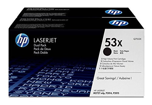 HP 53X (Q7553XD) Black High Yield Original LaserJet Toner Cartridges, 2 pack DISCONTINUED BY MANUFACTURER