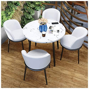 AkosOL Office Business Reception Room Dining Table Set with 1 Table and 4 Chairs (White)