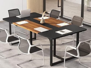 LITTLE TREE 6FT Rectangle Conference Table for 8 People, Industrial Business Large Office Boardroom Desk
