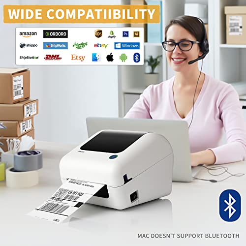 Bluetooth Thermal Shipping Label Printer - High Speed 4x6 Wireless Label Maker Machine, Support PC, Phone, USB for MAC, Compatible with Ebay, Amazon, Shopify, Etsy, USPS Barcode, Mailing