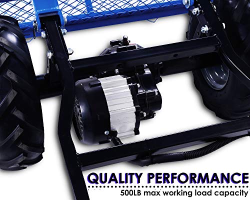 Landworks Utility Cart Hand Truck Power Wagon Super Duty Electric 48V DC 500W AGM Battery 500LBS & 1000LBS+ Load/Hauling Cap Wheelbarrow Barrel Dump w/All Purpose Modular Cargo Bed