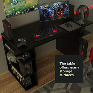 MADESA Computer Gaming Desk, Office Writing Workstation with Large Monitor Stand (Black)