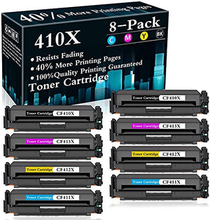 8-Pack (2BK+2C+2Y+2M) 410X | CF411X CF412X CF413X CF410X Toner Cartridge Replacement for HP Color Laserjet Pro M7FP M477fdn M47fdw M477fnw M452dn M452dw M452nw MFP M377dw Printer,Sold by TopInk