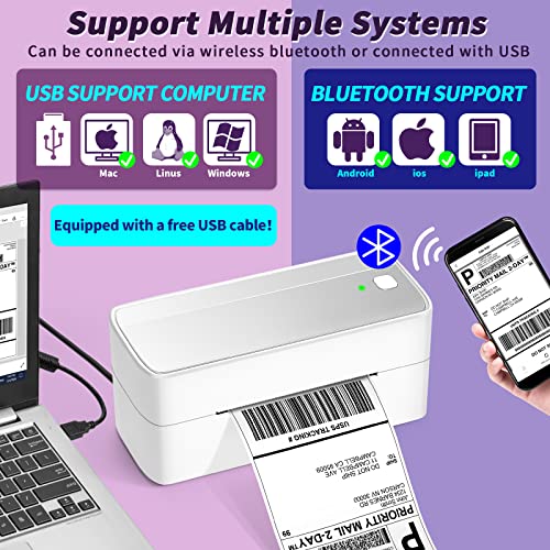 Bluetooth Thermal Shipping Label Printer - Portable Thermal Label Printer for Shipping Packages - Thermal Shipping Label Printer Wireless Label Makers, Compatible with USPS, Shopify, Amazon, Ebay