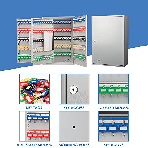 Barska CB13238 Key Lock 300 Position Adjustable Key Cabinet Lock Box Grey ,14.75" x 8" x 21.75"