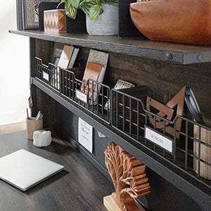 Sauder Steel River Industrial Desktop Hutch in Carbon Oak