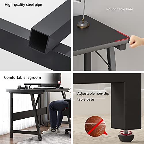 Computer Desk 47.24 inch Modern Sturdy Office Desk PC Laptop Notebook Study Writing Table for Home Office Workstation, Black