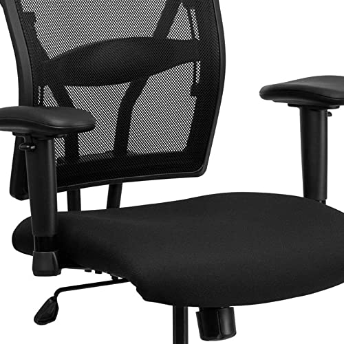 Offex Big and Tall Black Mesh Drafting Stool with Arms
