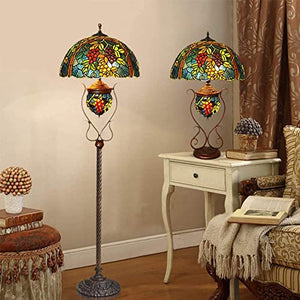 QULACO Tiffany Floor Lamp European Style Stained Glass Antique Base Luxury Floor Lamps