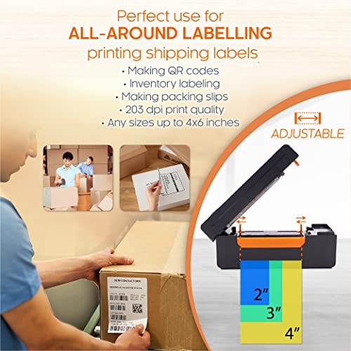 Bluetooth Ready Thermal Label Printer, Adjustable High Speed Direct USB Thermal Barcode, 4x6 Shipping Label Print Maker Writer Machine, Compatible with Ebay, Amazon, UPS, Shopify, FedEx, Etsy