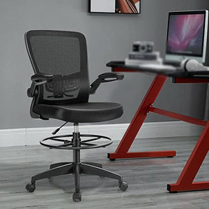 inBEKEA Drafting Chair Tall Office Chair Adjustable Height w/Lumbar Support Flip Up Arms