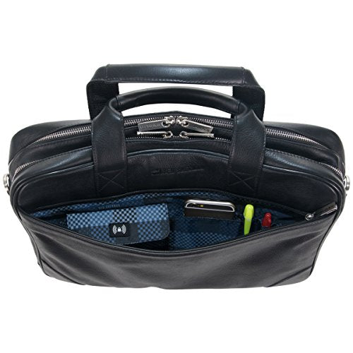 Ben Sherman Top Zip Laptop Portfolio Briefcase, Black, One Size