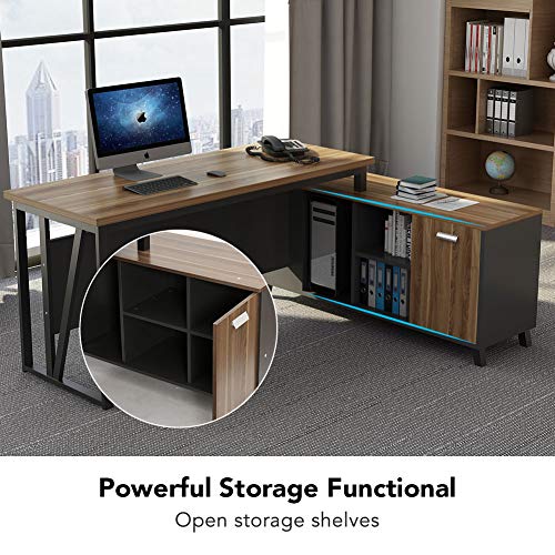 Tribesigns L Shaped Computer Desk, Large Executive Office Desk, 55 Inch Computer Table Workstation with Storage File Cabinet