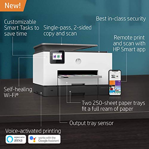 HP OfficeJet Pro 9025 All-in-One Wireless Printer, with Smart Tasks & Advanced Scan Solutions for Smart Office Productivity, 1MR66A (Renewed)