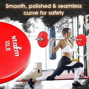STOZM Premium Steel 1-inch Weight Plate - Set of 6 x 10lbs Weight Plates for Strength Training, Conditioning Workouts, Weightlifting, Powerlifting and Crossfit (Red) (PVME)