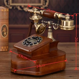 None Antique European Retro Landline Phone with Call ID Clock Ringtone Timing Function Fixed Telephone for Home Office Hotel