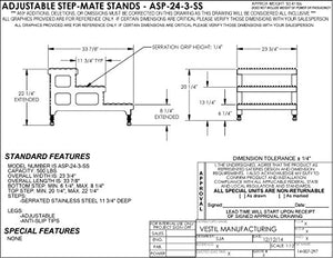 Vestil Stainless Steel Adjustable Step Mate Stand 3 Step 500 lb. Capacity Silver