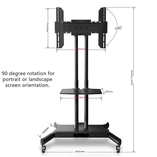 WAWJB Mobile TV Cart TV Floor Stand for 32-65" TVs with AV Shelf & Camera Holder
