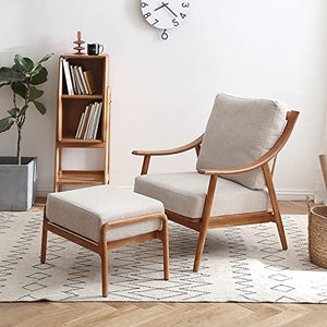 KOHARA Luxury 67cm Nordic Solid Rubber Wood Footstool - Walnut White