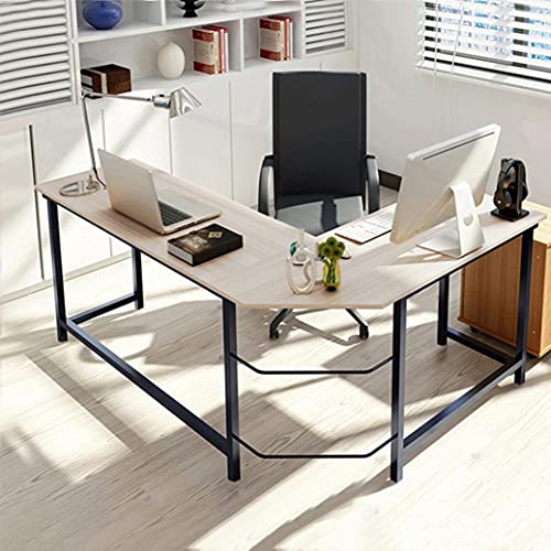 L-Shaped Home Office Desk, Sturdy Computer PC Laptop Table Corner Desk Workstation Larger Gaming Desk Easy to Assemble 49.2 x 18.9 x 28.7 Inch (White Maple)