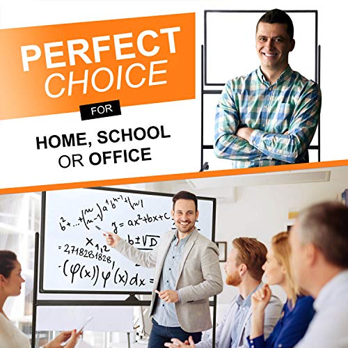 Dry Erase Whiteboard Easel on Wheels - 70'' x 36'' Large Double Sided Mobile Whiteboard, Reversible Magnetic Rolling White Board for Home Office Classroom, Flip Chart Holders and Paper Pad