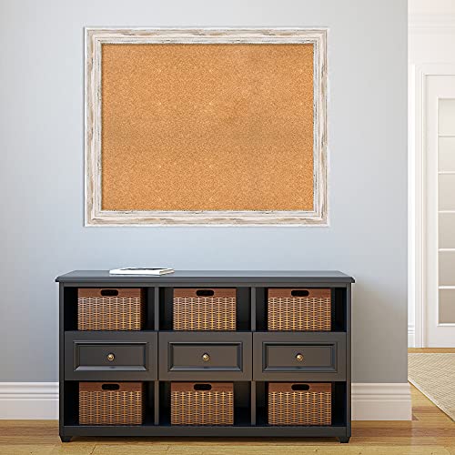 Natural Custom Cork Board (43.12 x 35.12 in.), Various Custom Sizes, Alexandria White Wash Wood Frame - Bulletin Board, Organization Board, Pin Board - X-Large