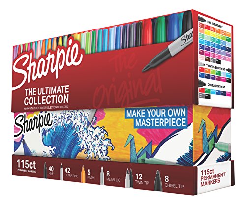 Sharpie 1983255 Permanent Markers Ultimate Collection, Fine and Ultra Fine Points, Assorted Colors, 115 Count