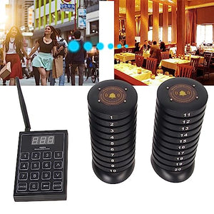 Sxhlseller Wireless Restaurant Buzzer Paging System - 20 Pagers with Transmitter