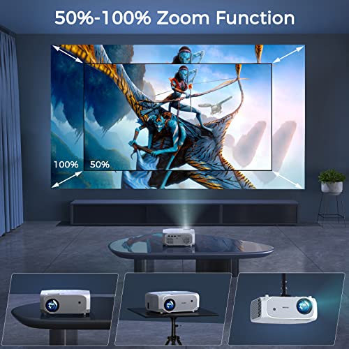 FUDONI 5G WiFi Bluetooth Projector 12000L Native 1080P 4k Supported with Screen - Home Theater for iOS/Android/TV Stick/Laptop